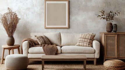 Cozy Neutral Living Room Interior with Modern Furniture