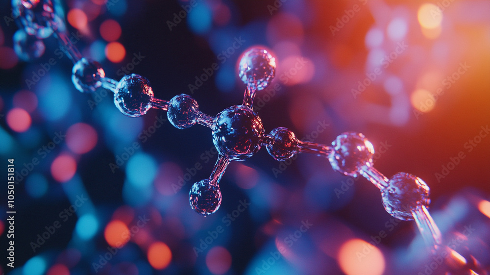 Poster a colorful representation of molecular structures illuminated in a scientific setting
