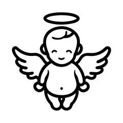 Cartoon Baby Angel Silhouette with Halo