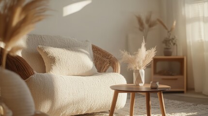 Cozy Modern Living Room with Natural Light and Decorative Plants