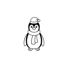 Christmas cozy Penguin Outline Design - Christmas cozy Penguin vector illustration
