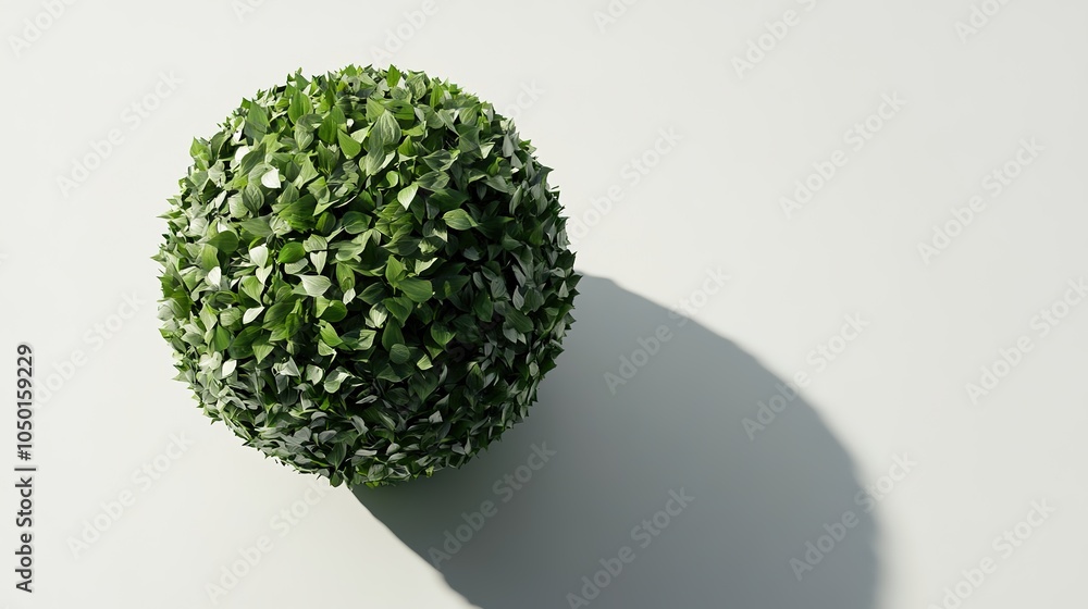 Wall mural 3d render of a green earth globe made of leaves, symbolizing ecology and sustainability against a wh