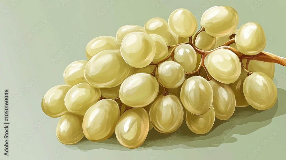 Poster a bunch of green grapes isolated on a light green background, with enough space for adding text or d