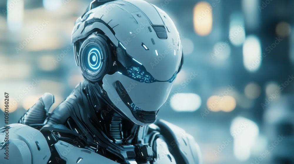 Aufkleber 3d visualization of a futuristic ai robot and cyborg design