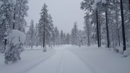 Obraz premium Winter wonderland in Finnish Lapland. Winter landscape from Riisitunturi National Park
