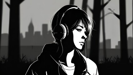 Focused young woman working on a project