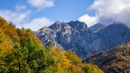 Mountain landscape in autumn on a sunny day