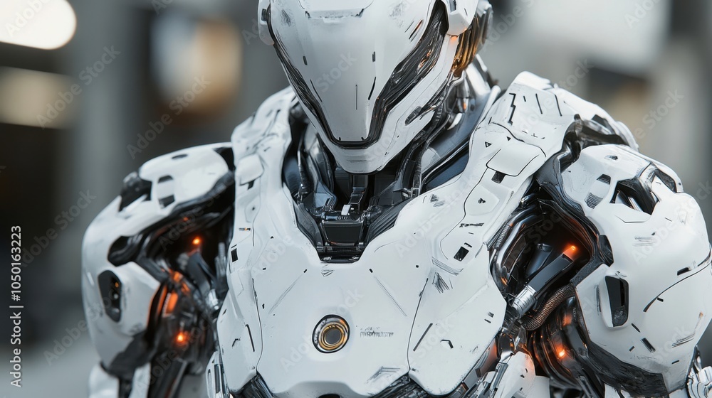 Poster 3d visualization of a futuristic ai robot and cyborg design