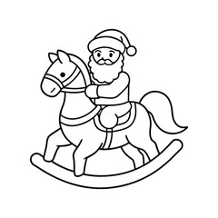 Naklejka premium Christmas rocking horse Outline Design - Christmas rocking horse vector illustration 