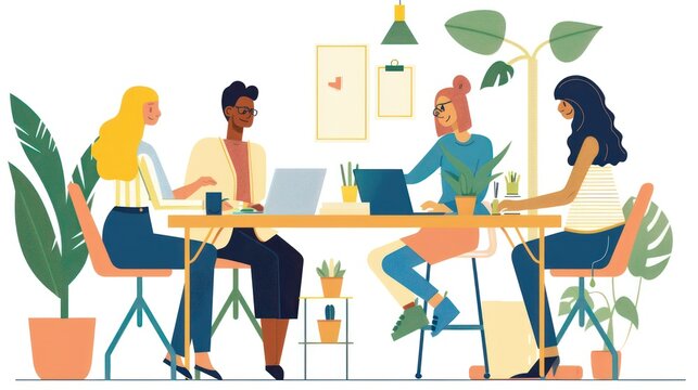 Diverse business team adjusting their workday for flexibility, creating an environment of balance and inclusivity.