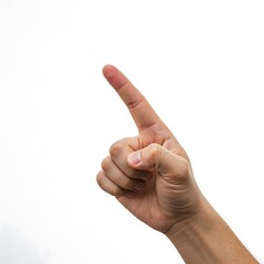 Right hand  pointing up with index finger, isolated on a white background. Ideal for concepts of touch, selection, and pressing screen 