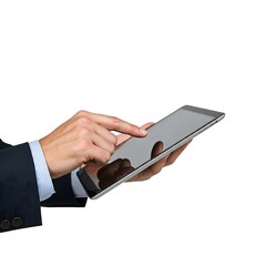 a male hands using smartphone for text message communication