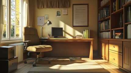 Cozy Study Corner with Simple Desk and Natural Light