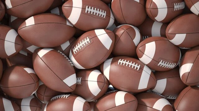 American football or rugby ball transition. 3d animation