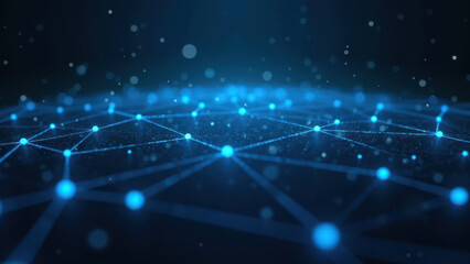 Obraz premium Illustration of interconnected nodes in a dark background, representing digital connectivity or network.