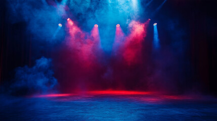 Obraz premium spotlights shine on stage floor in dark room