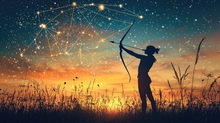 Serene Sagittarius Zodiac Sign Representation