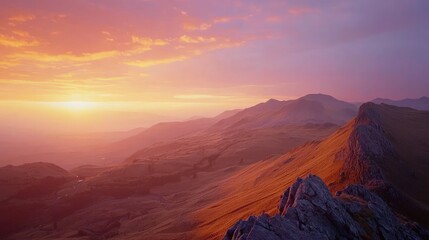 Fototapeta premium Stunning Sunset Over Mountain Landscape