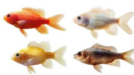 Fresh isolated fish on a white background, featuring a silver carp with scales and fins