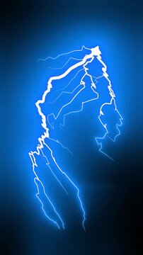 blue tunder light isolated on black, smart phone and mobile phone backround vertical