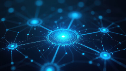 Obraz premium Network of glowing blue dots in 3D structure