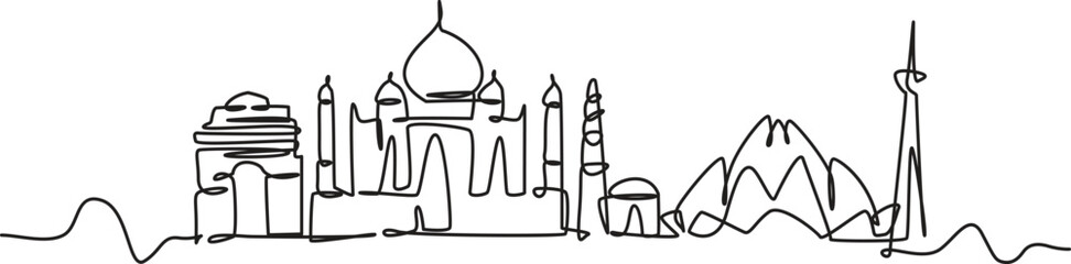 Delhi City Landmark Line Art Drawing