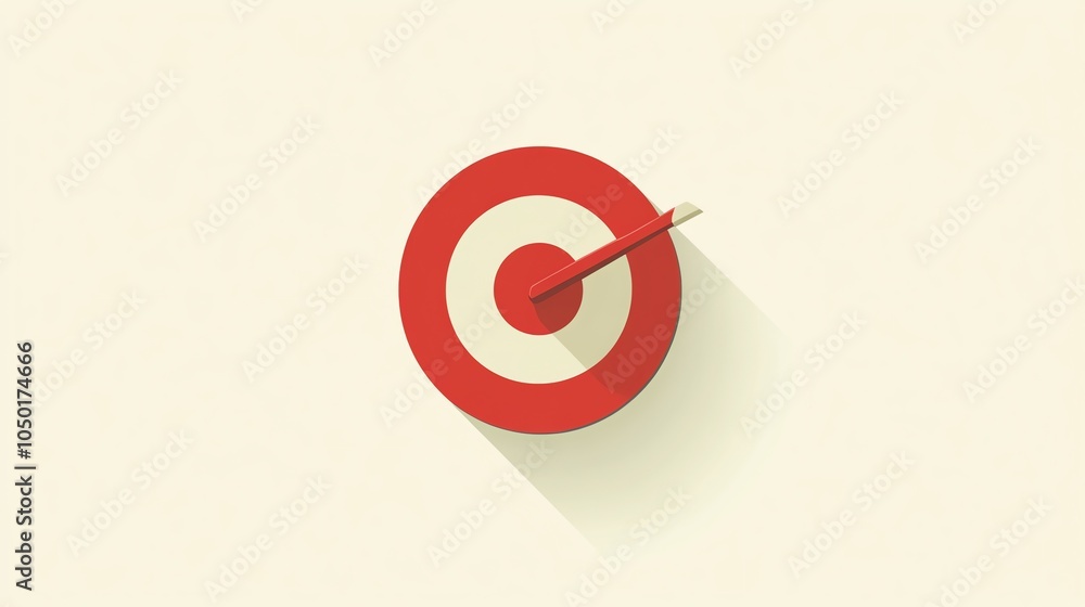 Poster a red dart board with a black and red dart in the middle.