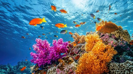 Obraz premium Vibrant Coral Reef with Diverse Marine Life