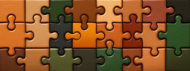 Transparent puzzle pieces forming solution, teamwork transparency, flat design illustration