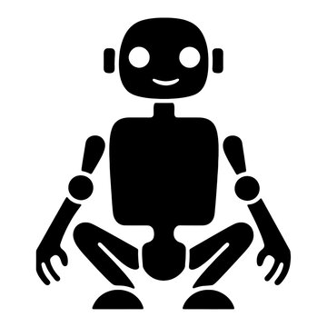 recommend clip art: 座って休憩している人工知能ロボットのシルエットイラスト　透過背景の切り抜き