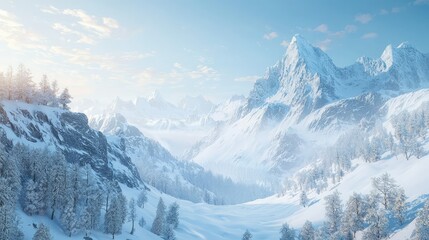 Obraz premium Snowy Winter Wonderland with Majestic Mountains