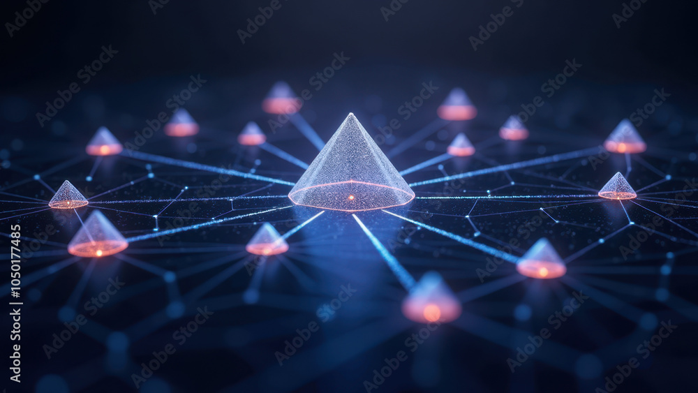 Poster illustration of a futuristic neural network with glowing nodes and pathways.