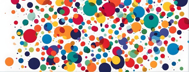 Fototapeta premium abstract New Year’s Eve confetti explosion, with minimalist colored squares and circles falling through an empty white background