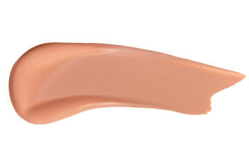 Smear of foundation cream on an empty background. Makeup product, beauty application.