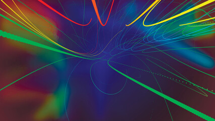 Beautiful 3D Line Background. Neon, red, blue, yellow, green lines on a bright colored background. Abstract background from dotted lines. Vector illustration.