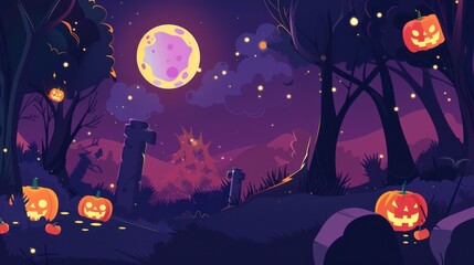 Fototapeta premium Spooky Halloween Night in the Forest