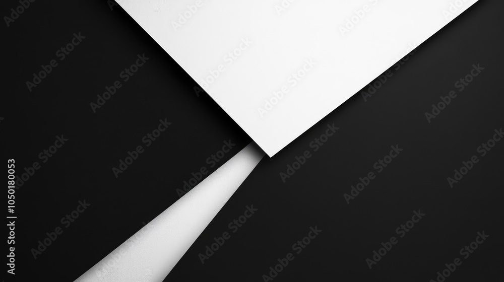Poster a bold modern design in dual tones of deep black and bright white, with sharp lines dividing the two