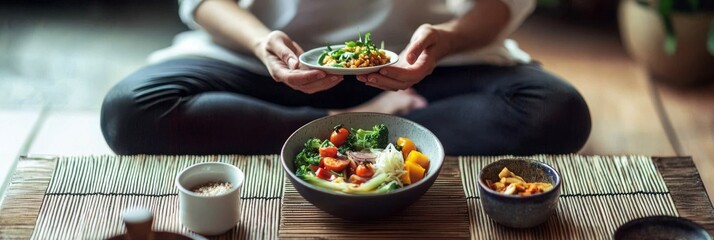 Health-Conscious Individual Practicing Mindful Eating