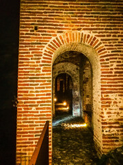 Night view of the medieval walls of Cittadella, Padua, Italy