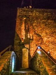 Night view of the medieval walls of Cittadella, Padua, Italy