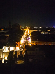 Night view of Cittadella from above, Padua, Italy