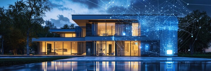 Modern Smart Home Automated Lighting Security System. Connected Living. Smart Technology Home Gadgets.