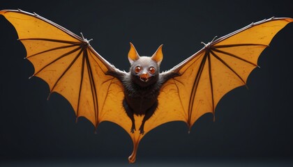 A unique amber bat with delicate wings and a curious gaze, adding a whimsical touch to Halloween decorations or quirky decor themes, Generative AI
