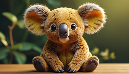 An enchanting amber koala with a soft expression and adorable features, bringing a sense of joy and warmth to children's spaces or nature-themed decor, Generative AI