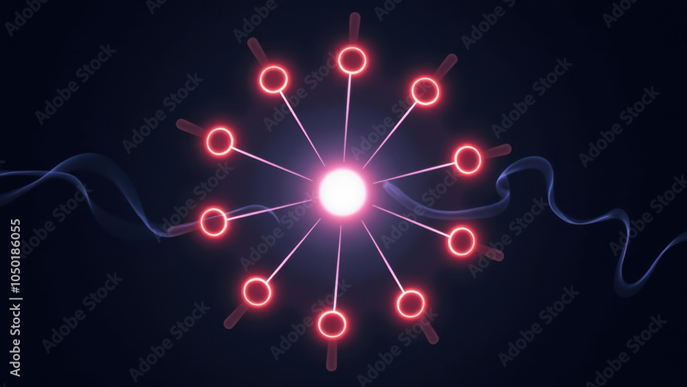 Poster computer hardware, network data flow, artificial intelligence concept.