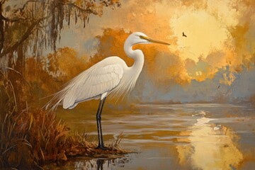 great egret In the forest
