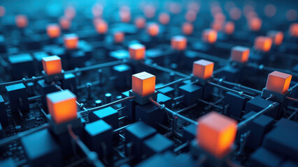 Fototapeta premium The image showcases a close-up view of the intricate details of a motherboard.