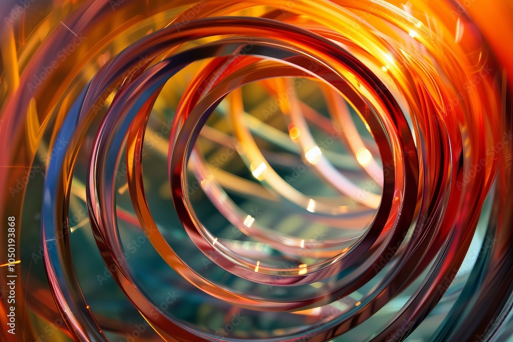 Poster abstract background with orange and red swirls forming a tunnel and creating a sense of depth
