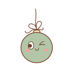 Green Christmas Ball or New year celebration decoration vector Illustration