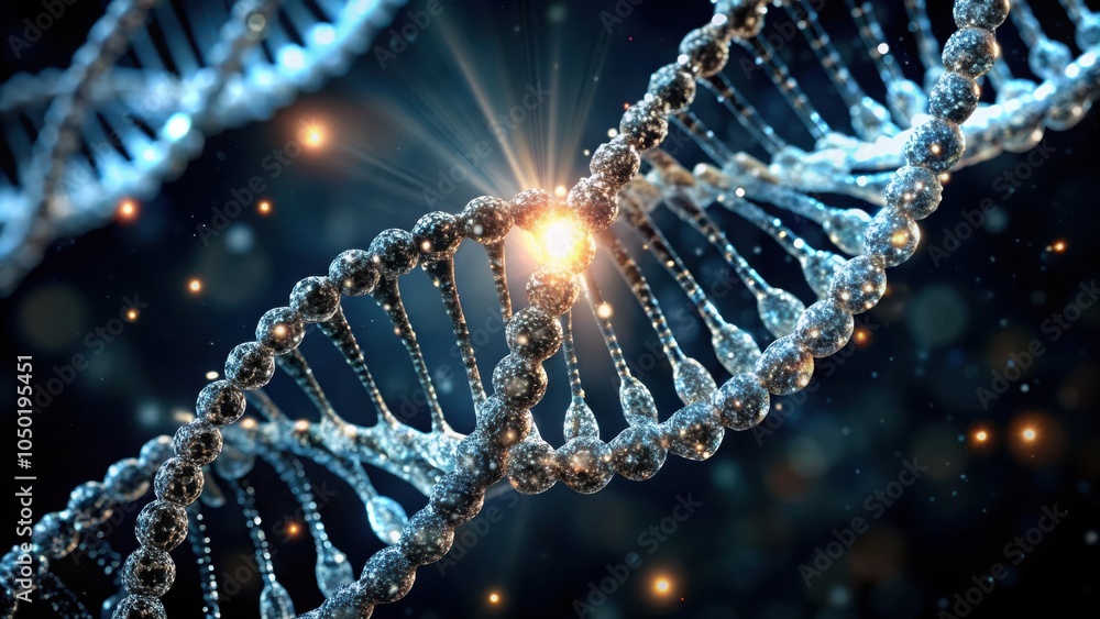 Aufkleber the intricate double helix of dna, shimmering with a radiant glow, represents the fundamental buildi
